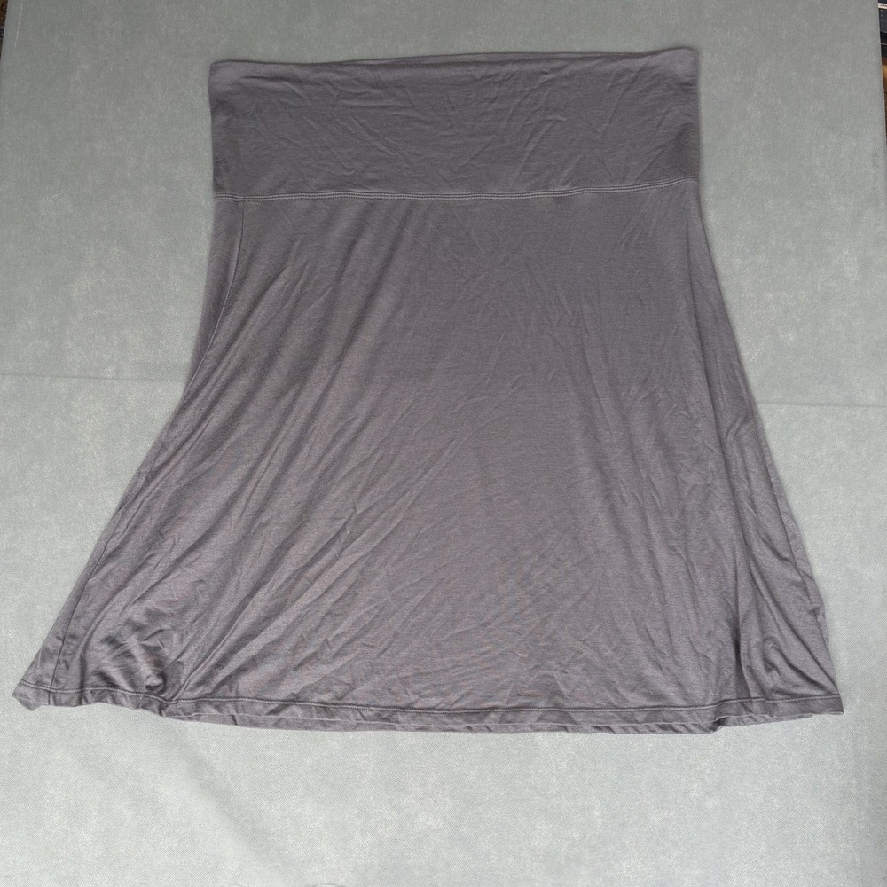 Old Navy Gray Jersey Knit A-Line Skirt XL Fold Over Waistband Charcoal Stretch